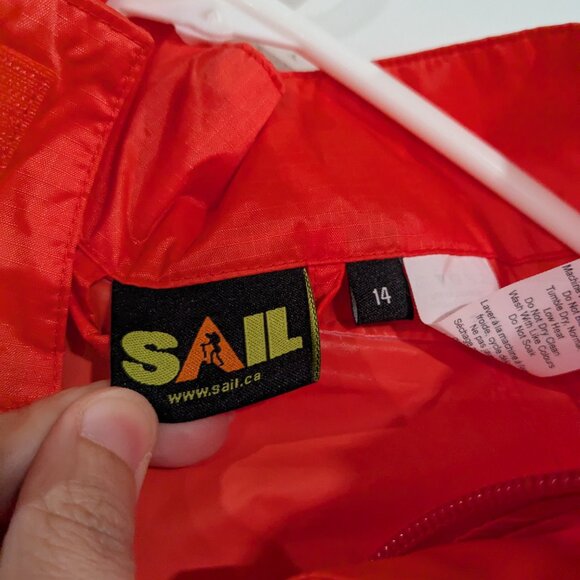 SAIL Waterproof Windbreaker Jacket Orange Red Size 14 - Picture 2 of 6